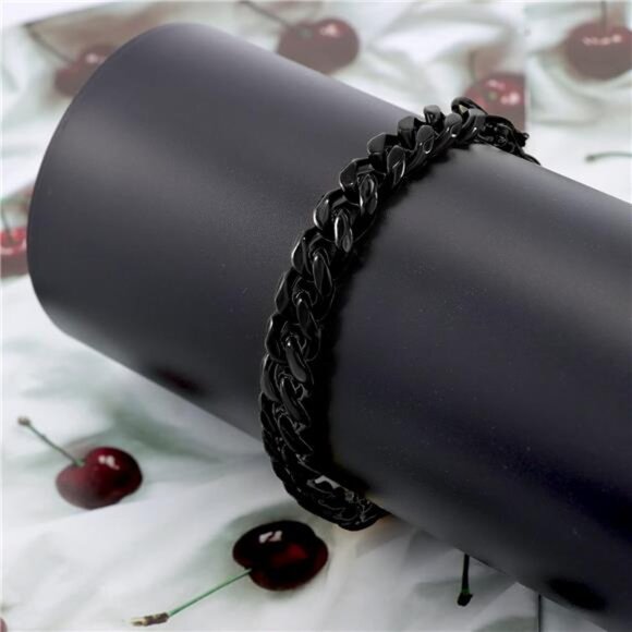 SANNYRA 18k Real Gold Plated Curb Cuban Chain Bracelet Stainless Steel Link - Picture 5 of 14